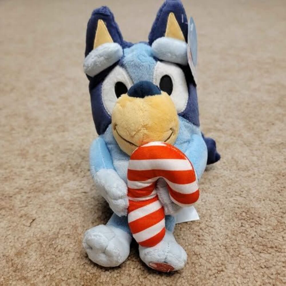 Bluey Christmas Plush with Candy Cane - Dances and Jiggles to Bluey's Theme Song